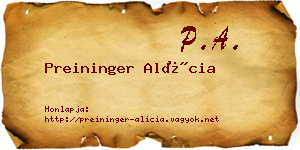 Preininger Alícia névjegykártya